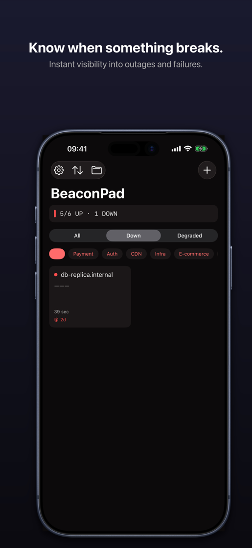 BeaconPad down alert filter